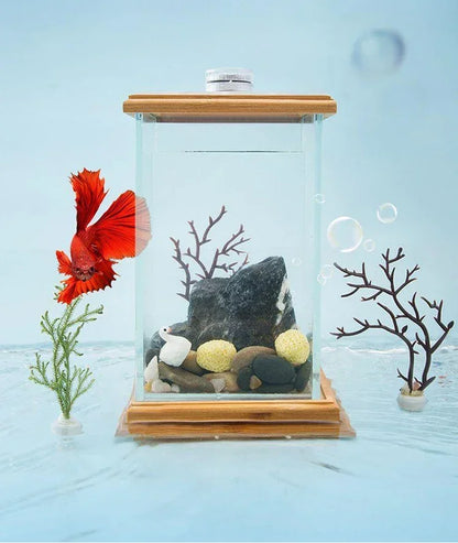 Cylindrical Rotating Desktop Mini Aquarium Fish Tank