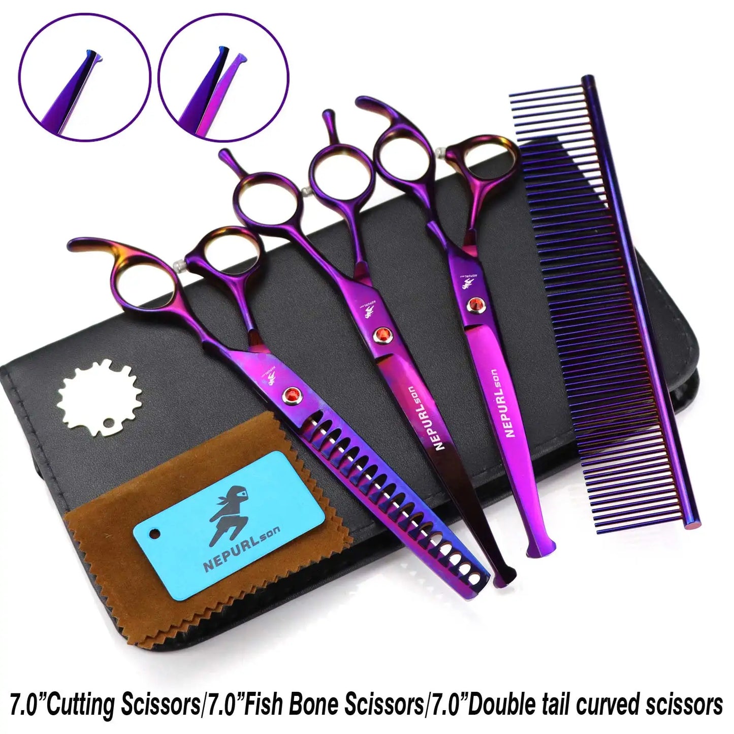 3-5pcs 7.5" Stainless Steel Pet Dog Cat Grooming Scissors Comb Sets