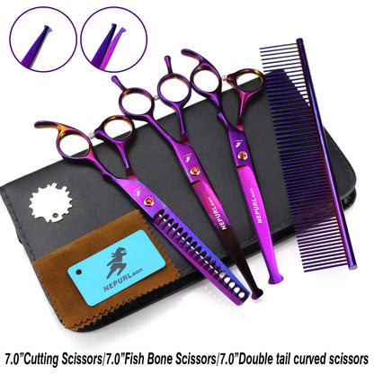 3-5pcs 7.5" Stainless Steel Pet Dog Cat Grooming Scissors Comb Sets