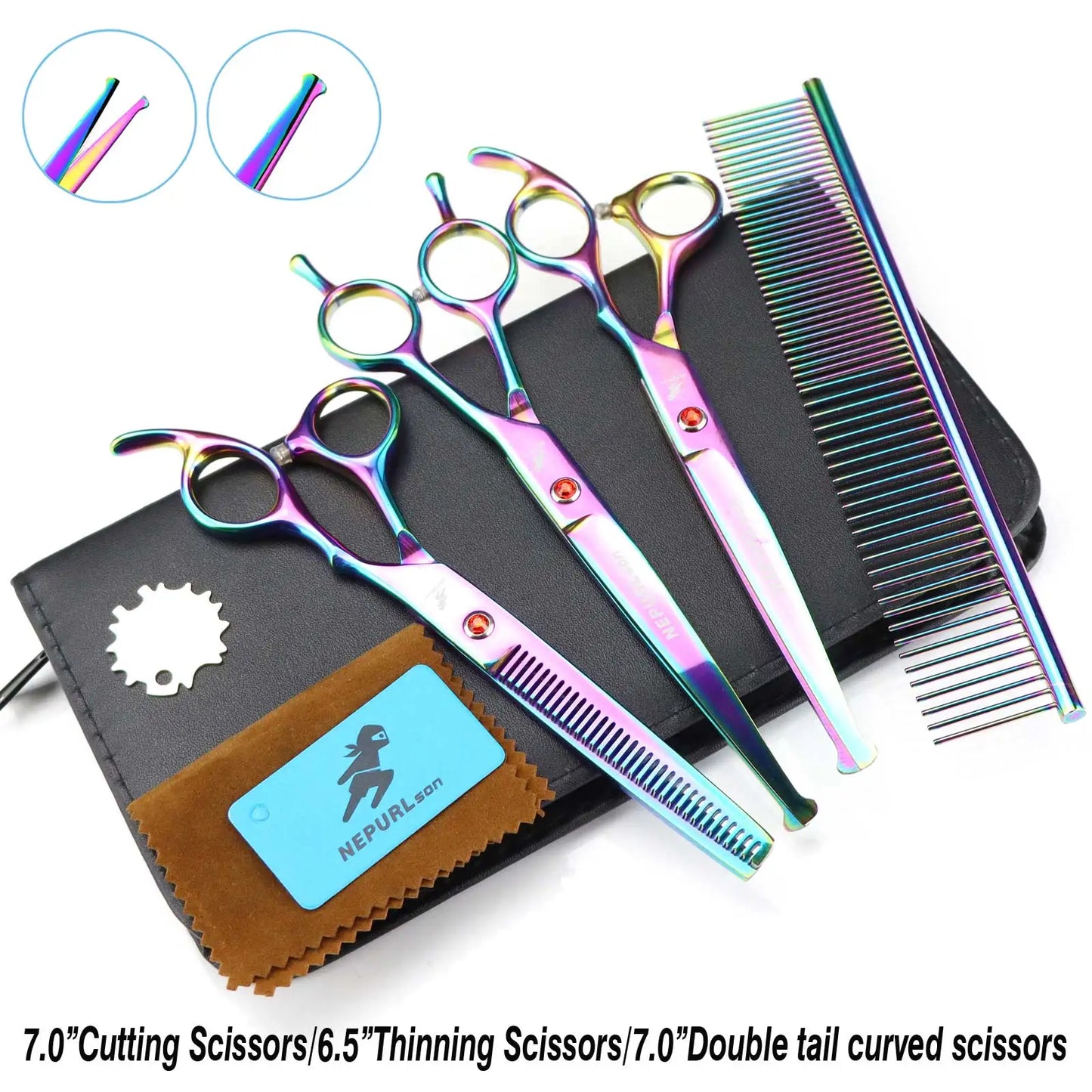 3-5pcs 7.5" Stainless Steel Pet Dog Cat Grooming Scissors Comb Sets