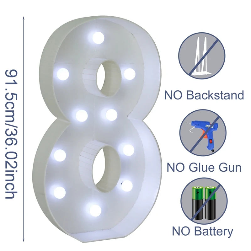 91.5cm Giant Light-Up Number Frame (0-9)