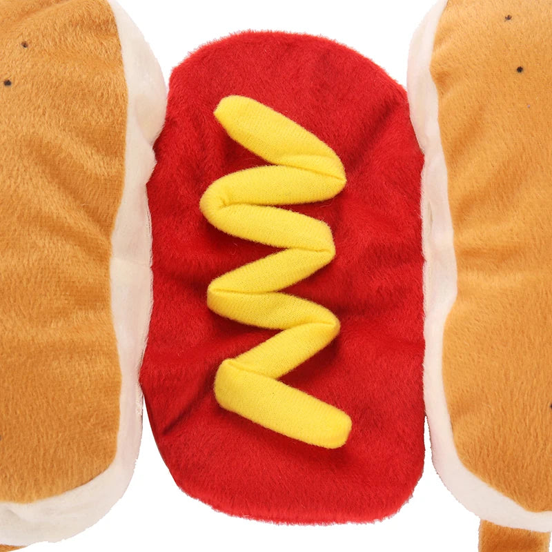 S-L Pet Dog Funny Halloween Costumes Hot Dog Shaped Apparel Dressing Up Costume Suit