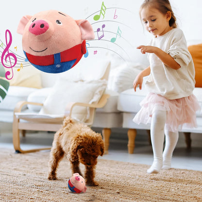 Plush Automatic Self-Moving Bouncing Bite Resistant Music Vibration Bouncing Ball Chewable Pet Dog Toy