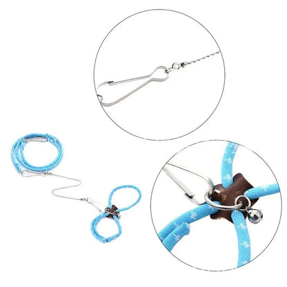 Pet Mouse Hamster Ferrets Rat Adjustable Soft Harness Bell Leash Set