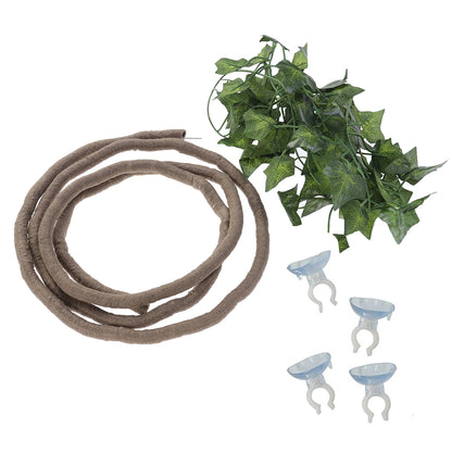 Reptile Habitat Decor Vines Flexible Leaves with Suction Cup